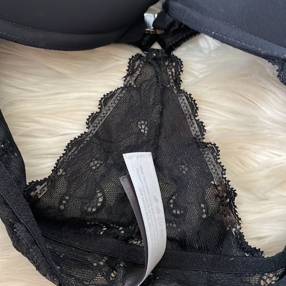Adore me black criss cross back lacy detailed bra sz 34B front clasp padded - Picture 10 of 17